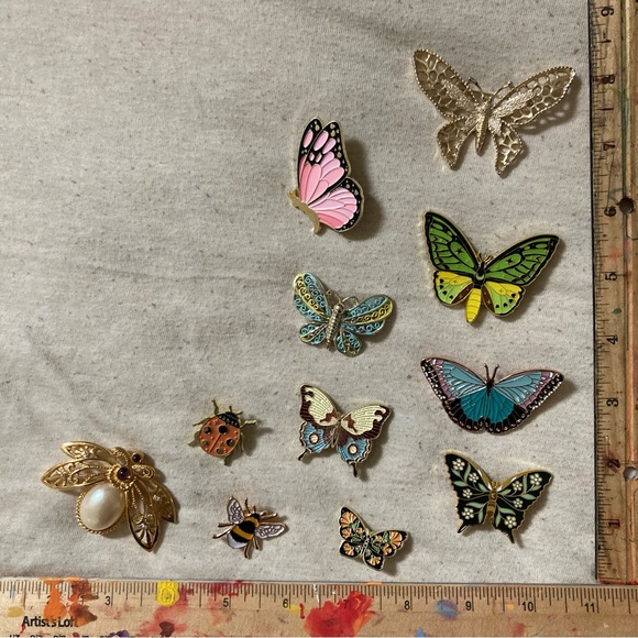 Blue & Pink Butterfly Brooch/Pin, Large - Picture 4 of 4